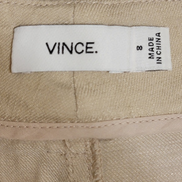 Vince Linen Cargo Pant Size 8 Marzipan Tan Oat Utility Pockets Casual Jogger - Picture 6 of 7
